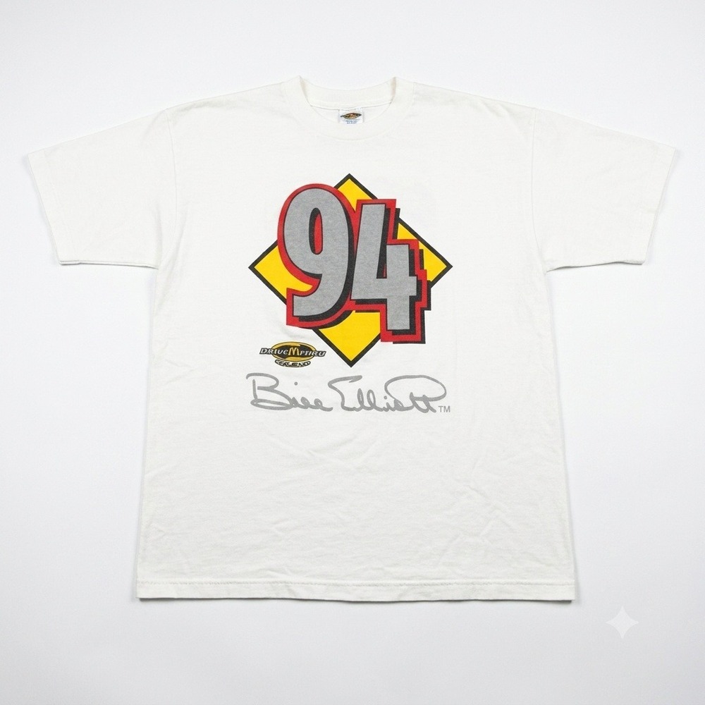 Vintage 1999 NASCAR Bill Elliott McDonalds Racing Team T-Shirt Mens XL White AAA